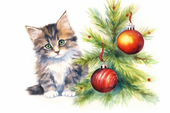 Christmas Tree Cat Background: A Creative Resource for Holiday Projects