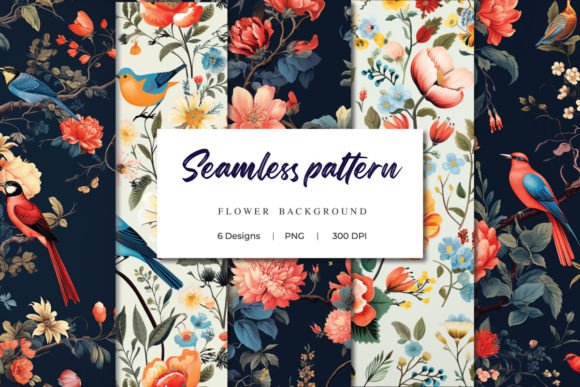Cute Bird and Flower Pattern Background for Creative Projects