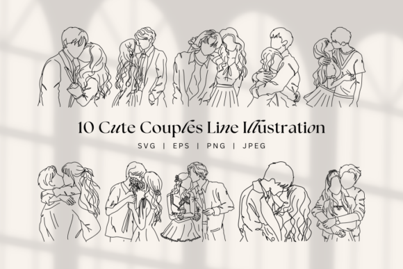 Cute Couples Line Art for Valentine’s Day: A Heartfelt Design Collection