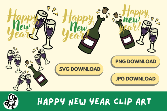 Happy New Year Clip Art PNG, JPG, SVG β Celebrate in Style