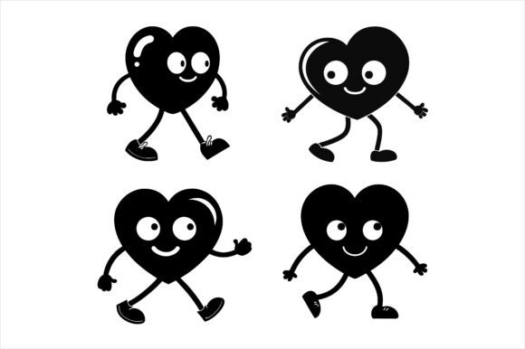 Heart Character Walking Vector Bundle