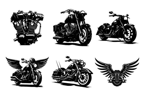 Motorbike Vector Silhouette Bundle Set for Creative Projects