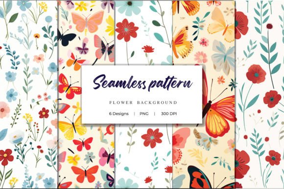 Seamless Flower and Butterfly Background