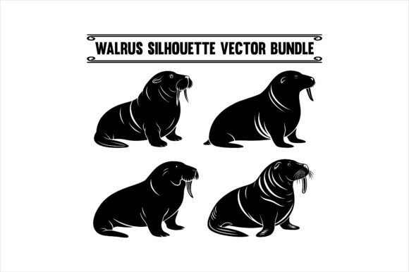 Walrus Silhouette Icon Vector Bundle – Versatile Design Assets for Creative Projects