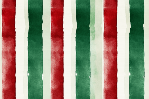 Watercolor Stripes Christmas Pattern